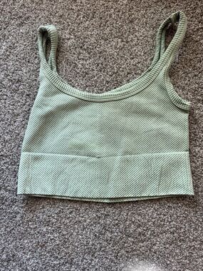 Nikibiki Scoop Neck Ribbed Cropped Tank Top - Sage